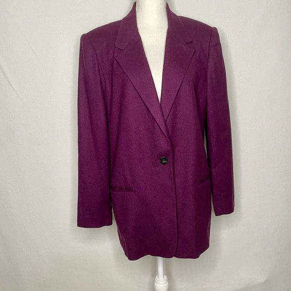 —-SOLD—-VTG Retro 90s Sag Harbor Size 16  100% Pure Wool Blazer Jacket Purple - Picture 1 of 14